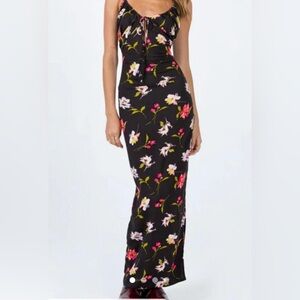 Princess Polly Black Floral Maxi Skirt